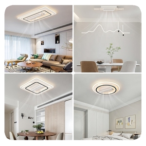 酒店客厅卧室遥控Dc现代方形无叶吊扇带发光二极管灯 - Product Image 5