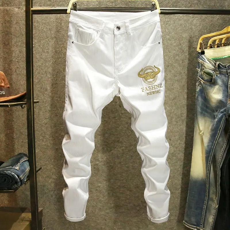 Wholesale 2024 New Men's fashion Stretch Rip skinny jeans cheap Men's zipper jeans
