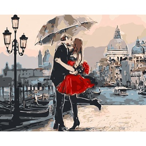 Home Decoration Custom Picture Handpainted Wall <strong>Art</strong> <strong>Kissing</strong> Lover Oil Painting by Numbers - Product Image 1