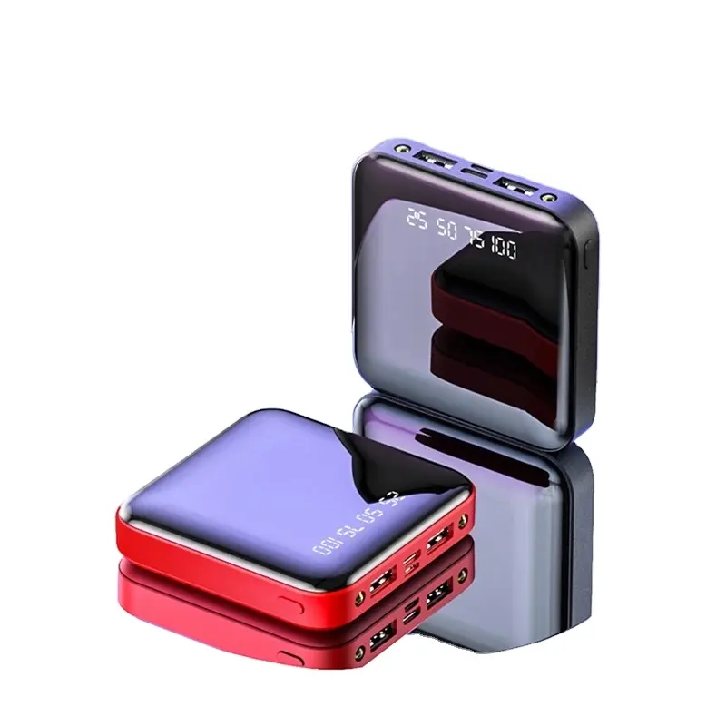 무료 샘플 10000 mah Powerbanks 10000 Mah 휴대용 모바일 충전기 2 Usb 미러 미니 전원 은행 모든 전화