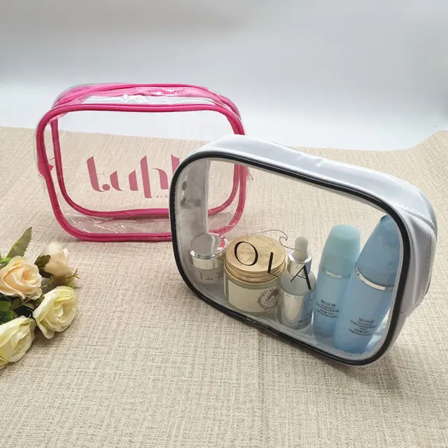 LUMI Personalized Customized LOGO Travel Cosmetic Bag Transparent PVC Makeup Bag Wholesale PVC Bag