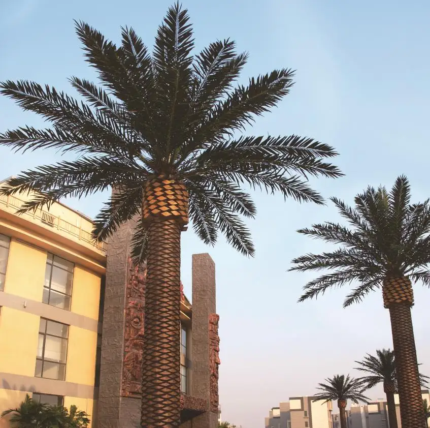 Commercio all'ingrosso di grandi alberi artificiali canarino palma da dattero per giardino progetto all'aperto decorazione piante finte all'aperto