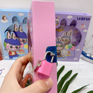 QY 2025 New Labubu Password Notebook Cute Bubble Mart Notebook con Bloc de notas de bloqueo pequeño - Product Image 5