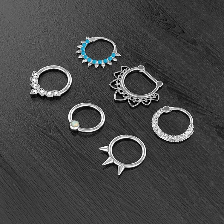 Nuova vendita calda Multi-stile in acciaio inox zircone naso Stud orecchini a bottone cerchio Piercing gioielli per Unisex