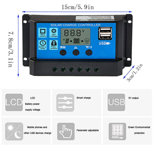 ソーラー充電コントローラー10A 20A 30A 12V 24VソーラーPWMオフグリッドソーラーパネルコントローラー - Product Image 5