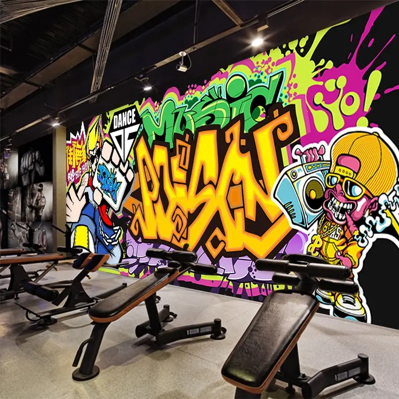 Хип-хоп уличный хип-хоп граффити обои спортивный тренажерный зал фон настенная роспись танцевальные хип-хоп студийные обои