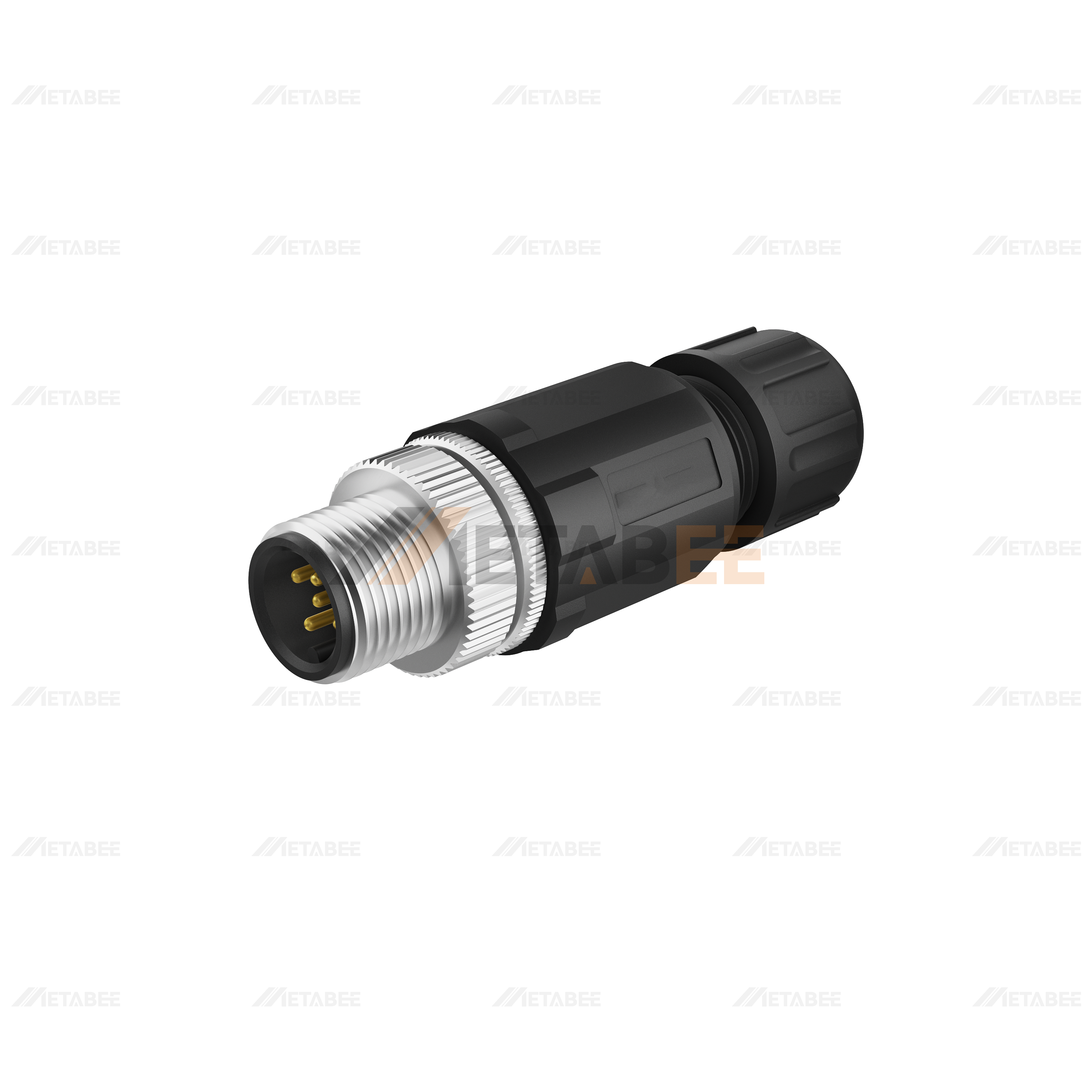 M12 Male Straight Plastic Solder Cup Connector