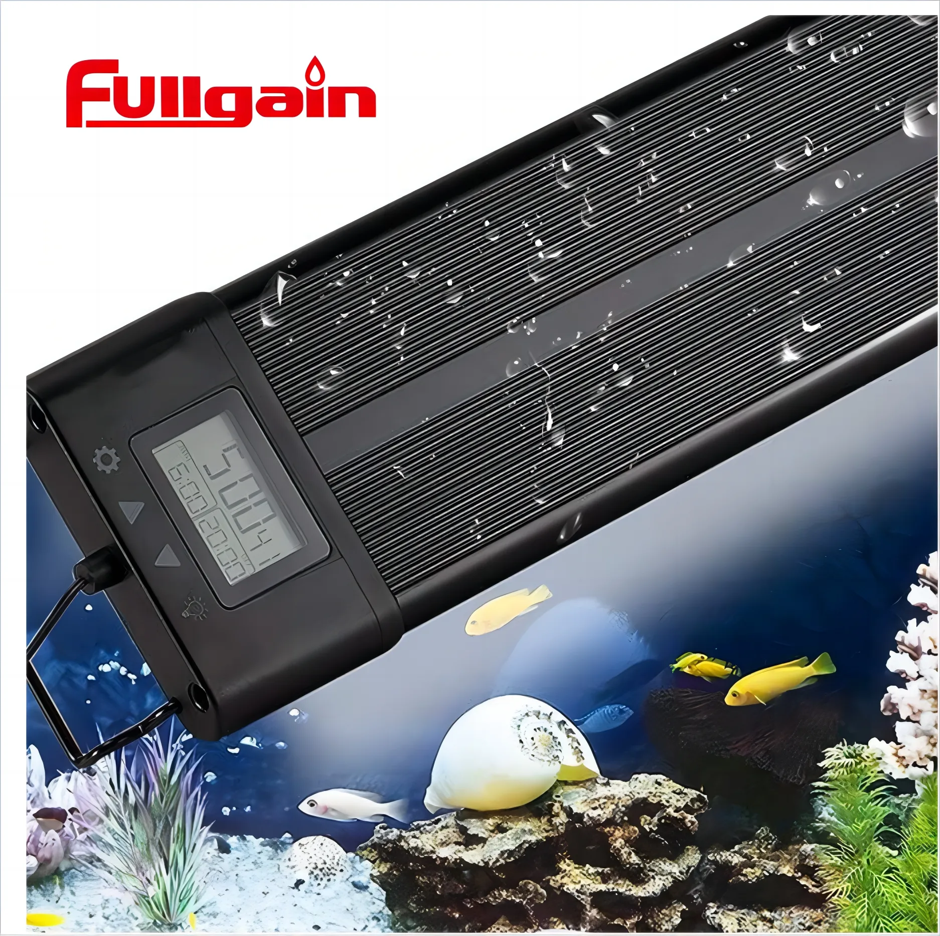 Fultain Aquarium DIY وضع برمجة الصمام الخفيفة مصنع الطيف الكامل خزان الأسماك ضوء شاشة Lcd 7 ألوان شروق الشمس الغروب القمر