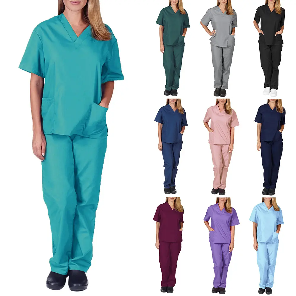 Un03 doutores hospital uniforme enfermeira feminino, elástico, secagem rápida, verão, decote em v, uniforme médico masculino