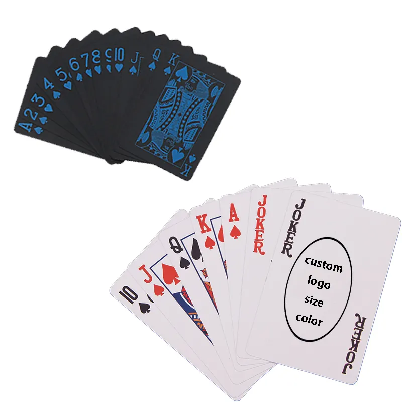 Logotipo personalizado pvc Impressão cor verde Jogando Cartas De Poker Ouro Preto Branco Prata azul vermelho Sublimação Publicidade alta qualidade