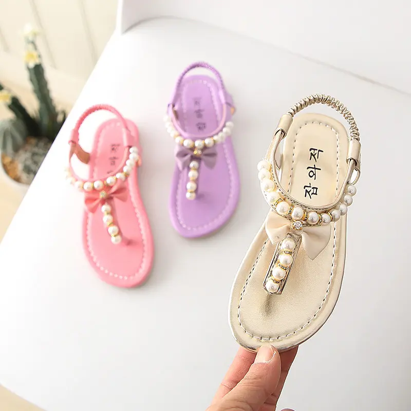 2021 Hot Sale Fashion pearl Bow sandals Children's Princess shoes MSq134