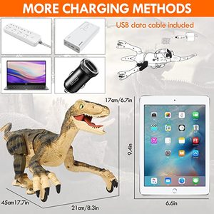 Remote Control RC Walking Dinosaur Robot <strong>Toys</strong> for Kids with LED Light &amp; <strong>Roaring</strong> Sound,Velociraptor Games - Product Image 4