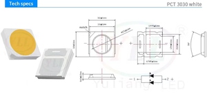 Yuliang LED EMC PCT ชิป LED SMD สีขาว3030 1W RGB สีขาวสำหรับแสงกลางแจ้งแสงยานยนต์ไฟตกแต่ง - Product Image 3