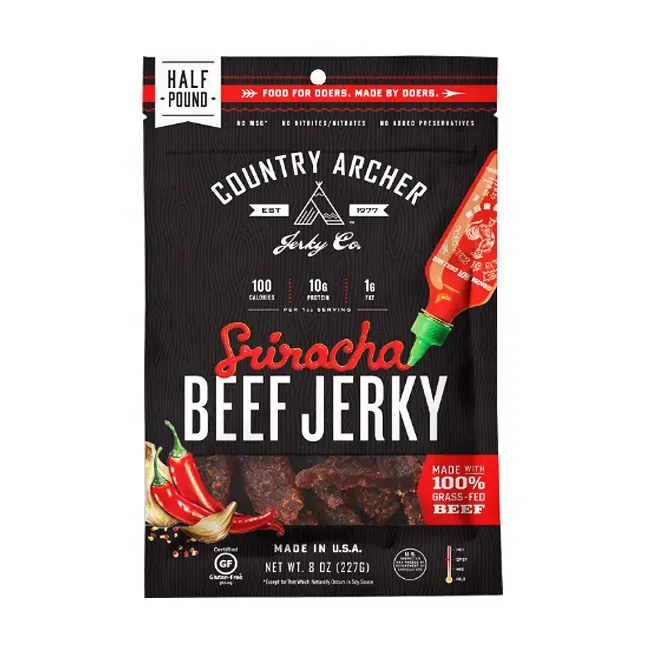 Op Maat Gemaakte Drie Zijafdichting Beef Jerky Verpakking Plastic Voedselzak Met Doorzichtig Venster En Aluminium Voor Beef Jerky Verpakking