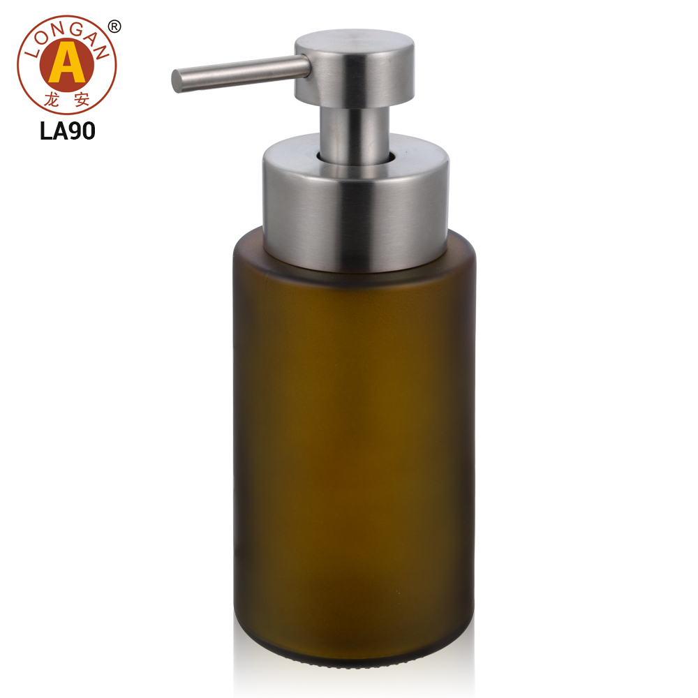 Flacon ambré givré + Pompe à lotion mate (Embout droit)