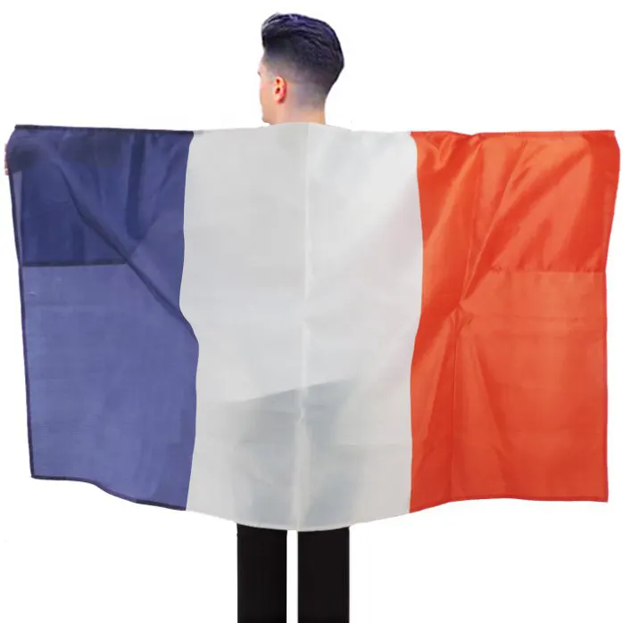 Personnalisé 3 * 5ft fournir top 32 football équipe cape drapeau Français cape drapeau en gros Français cape drapeau
