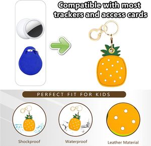 Échantillon gratuit Self Défense Anti-Scratch Finder GPS Tracker Case Air Tag Cover Ananas PU Leather Car Key Holder Porte-clés - Product Image 2