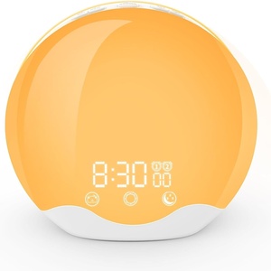 New Double-Sided LED Digital <strong>Time</strong> Alarm Clock Simulated Sunrise Wake-Up <strong>Light</strong> Shell Electronic Colorful Atmosphere Night <strong>Light</strong> - Product Image 1