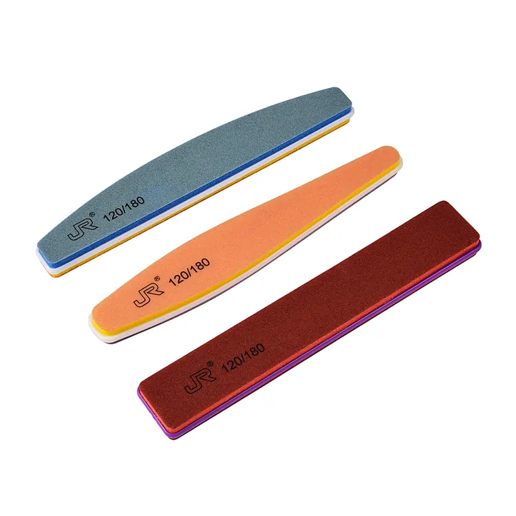 Custom logo soft touch eva foam nail file block half moon polishing beautiful nail file with buffer