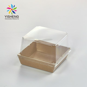 กล่องใส่อาหารสำหรับใส่เค้กแฮมเบอร์เกอร์กล่องใส่แซนวิชกล่องกระดาษคราฟท์ - Product Image 2