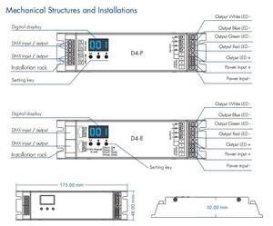 HOT D4-P 4-Kanal rgb rgbw dmx led-Controller dmx512 Decoder pwm-Dimmer 12V 24V 36V 48V grüne Endgeräteanschlüsse - Product Image 6