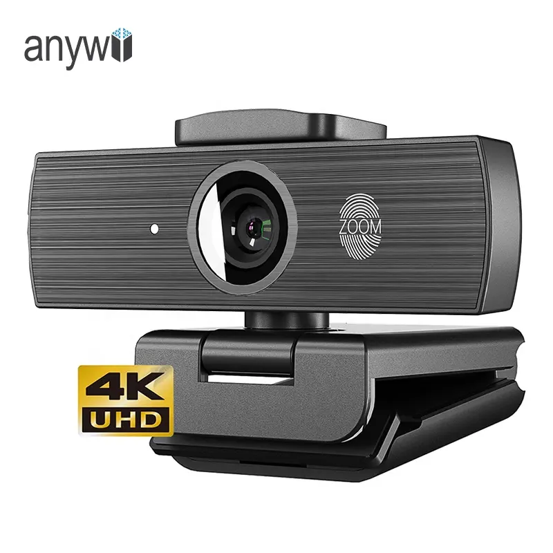 Anywii - Microfone USB 4K com redução de ruído para PC, câmera web com zoom 8X e foco automático, mini câmera com plug-play para Mac, laptop e conferência, com câmera Webcam