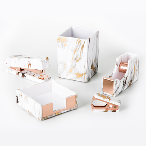 6 Cái Acrylic Đá Cẩm Thạch Trắng Kết Cấu Bàn Phụ Kiện Sắp Xếp Rose Gold Đồ Dùng Văn Phòng Phẩm Bộ Văn Phòng Phẩm - Product Image 3