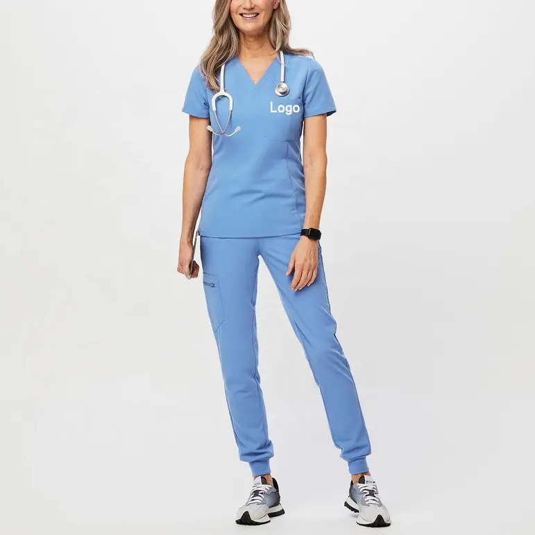Diseñe sus propios uniformes médicos de enfermera personalizados OEM poliéster rayón spandex conjuntos uniformes médicos para mujeres