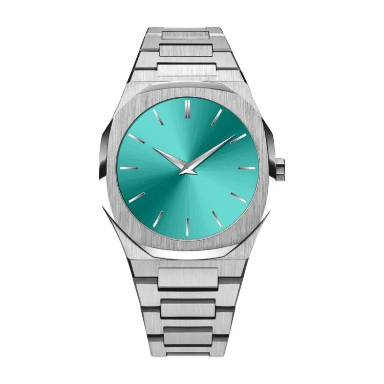 40Mm Hete Verkoop Nieuw Blauw Minimalistisch Ontwerp Roestvrij Stalen Band Waterdicht Custom Merk Horloge Voor Mannen