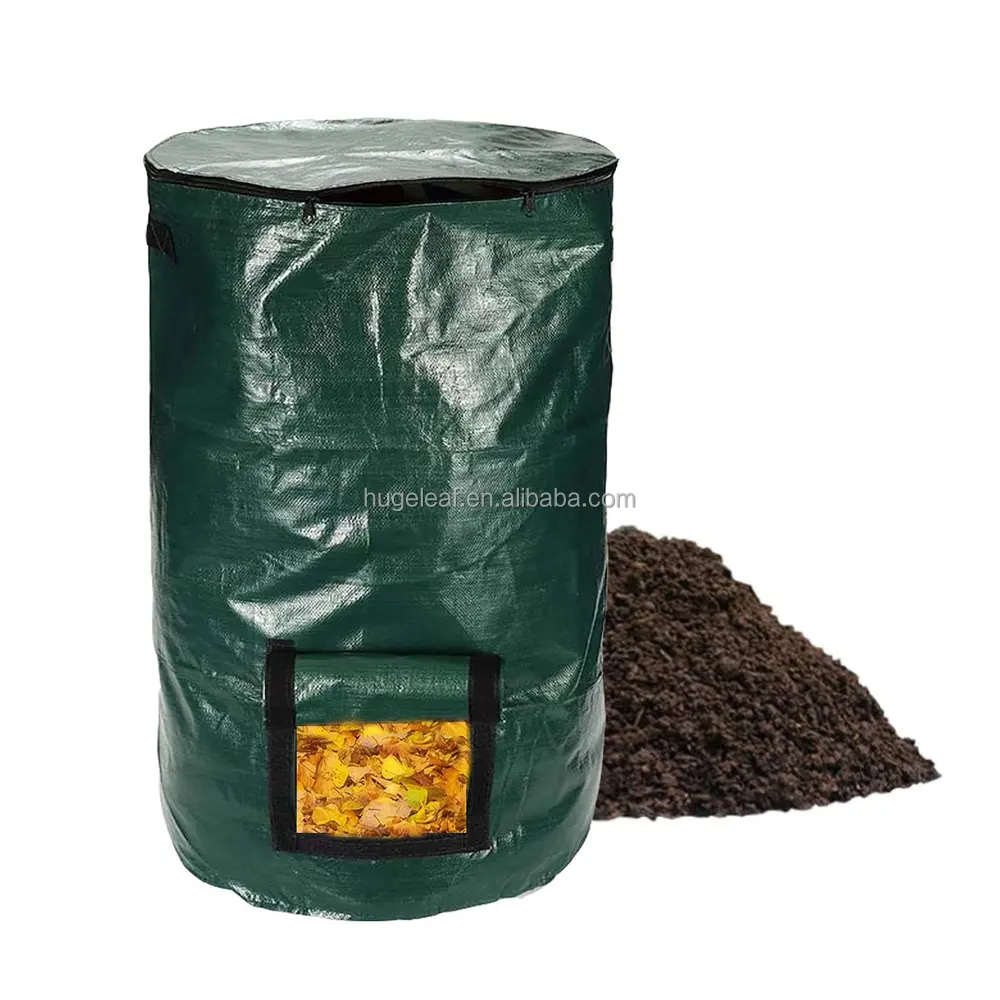 Sacchetto di Compost pieghevole in plastica da giardino sacchetto di compostaggio per rifiuti da giardino pieghevole riutilizzabile con coperchio