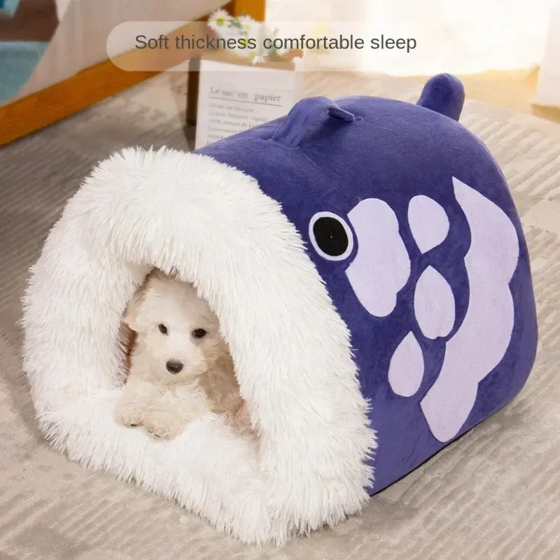 Hot sale enclosed durable cute House lovely soft warm pet nest washable cat house shape cat bed tent