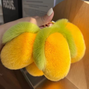 Pompom מנגו חיקוי ארנב שרשרות מנגו כדור חמוד קטיף פירות קטיף מנגו כדורי קטיפה קסם