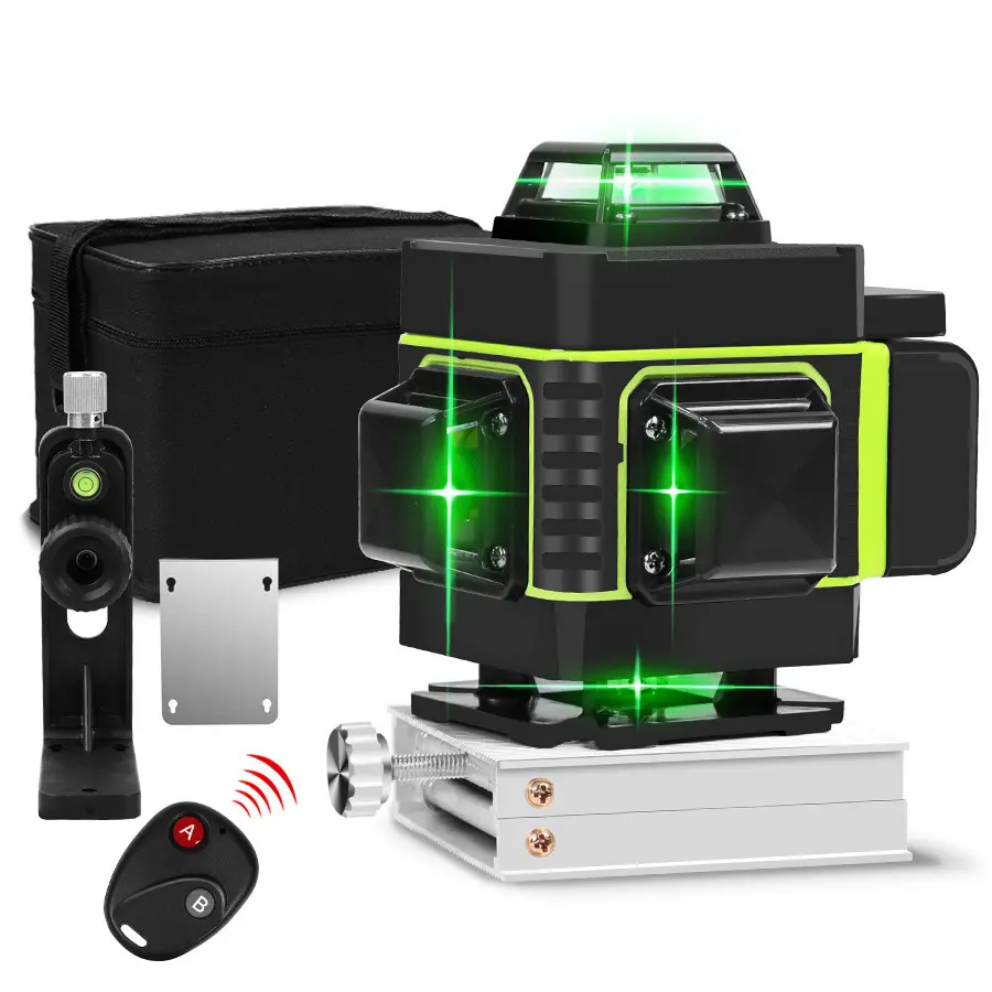 360 학위 레이저 레벨 기계 녹색 빔 레이저 크로스 12 라인 셀프 레벨링 4D 자동 회전 건설 레이저 레벨