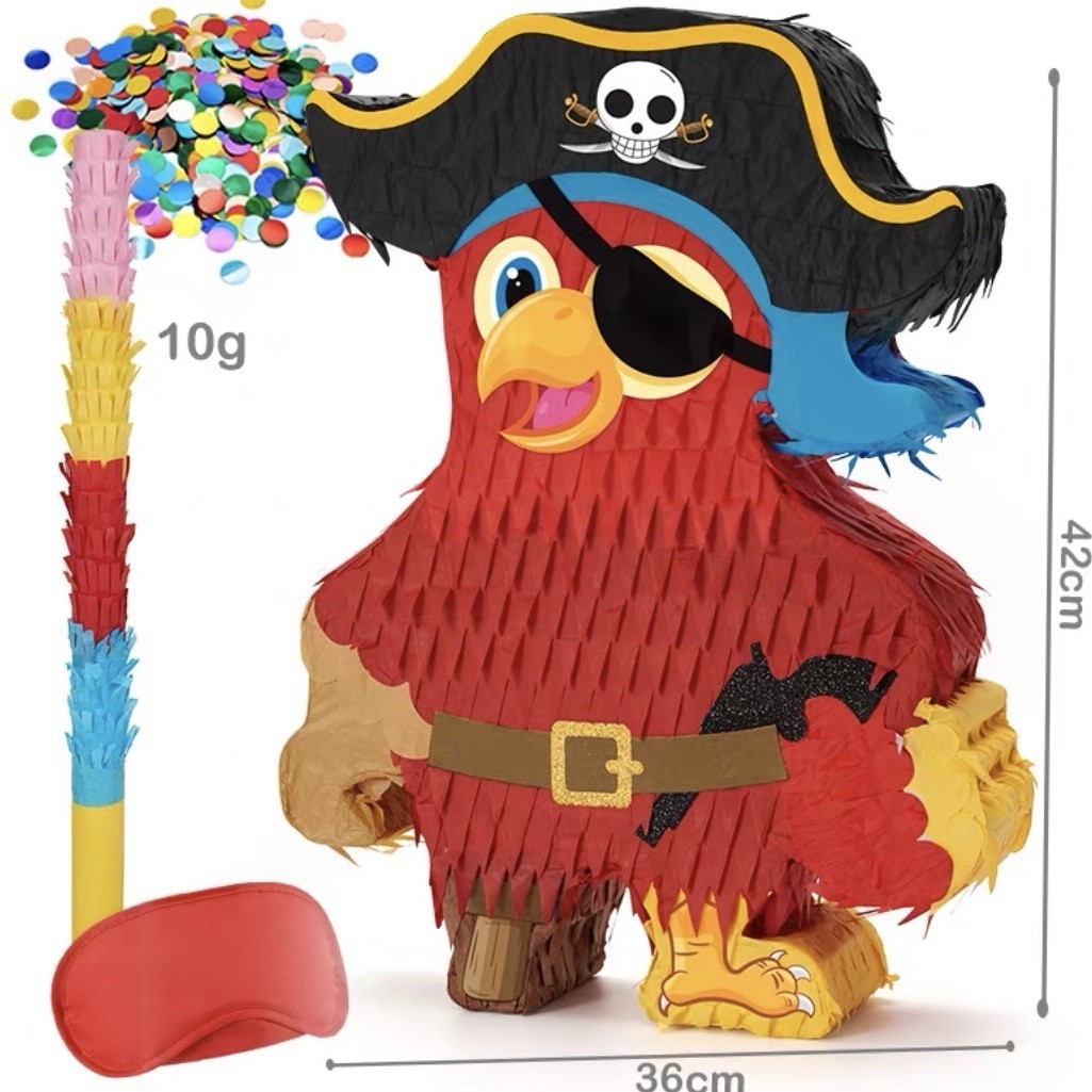 Masque pour les yeux en paillettes de bâton de pinata de pirate perroquet