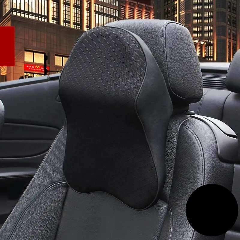 Almohada de espuma viscoelástica 3D para asiento de coche, alivio del dolor de cabeza y cuello, soporte de viaje para cuello, malla transpirable