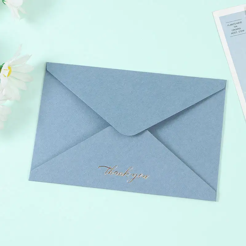 Busta personalizzata in stile occidentale ispessita blu dipinta a mano lettera di ringraziamento con lettera di carta stampata logo matrimonio retro invitata