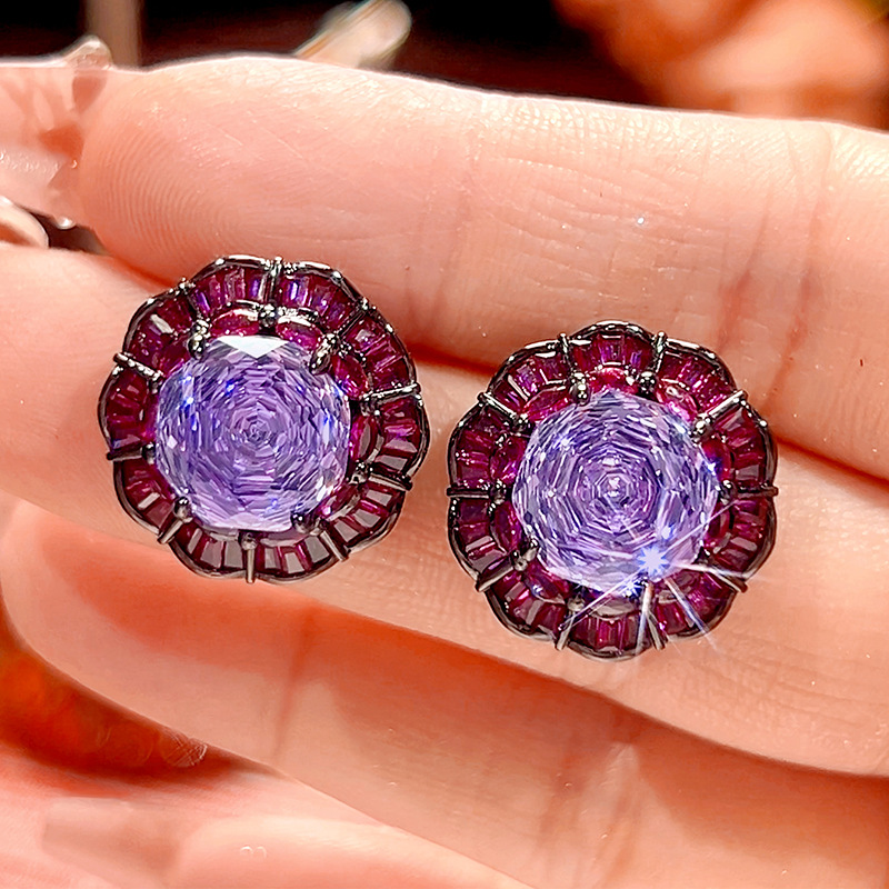 Purple ear studs