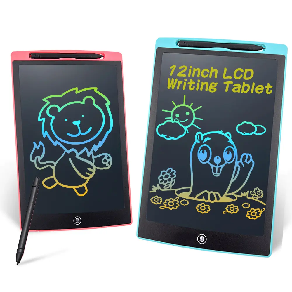 Tablero de dibujo borrable personalizado de alta calidad para niños, tableta de escritura LCD portátil de 12 pulgadas