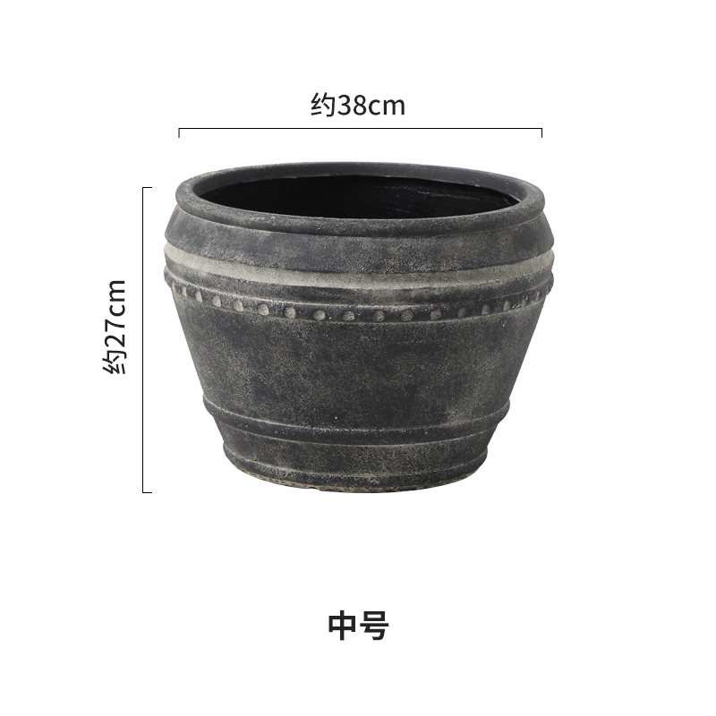 Bassin ouvert en poterie noir moyen - boue de magnésium