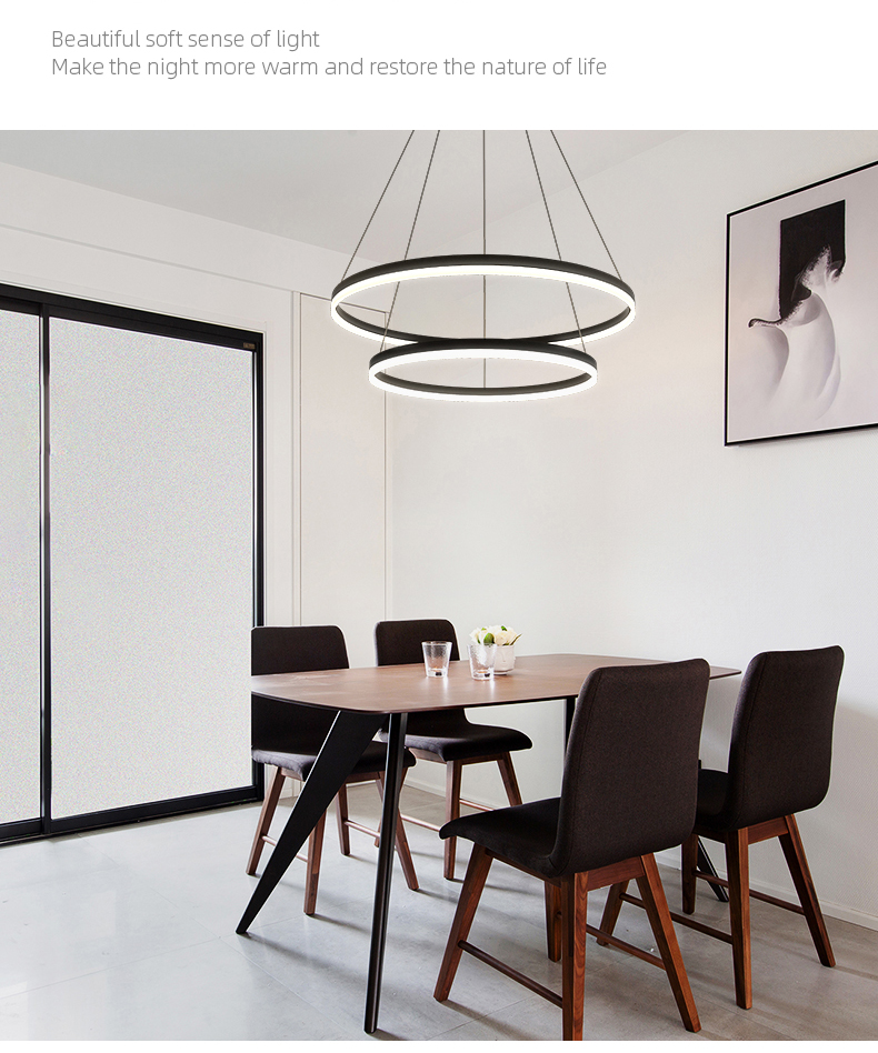 Modern nordic minimalist Restaurant living room decoration Aluminum Acrylic Circle Ring LED Chandelier