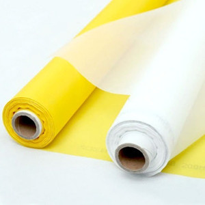 Tela de malla de red de impresión de poliéster 100% de tejido liso Amarillo Blanco de fabricación para impresión de seda
