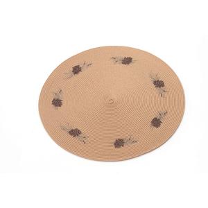 高品质手工圆形餐垫松果刺绣派对PP编织餐垫便宜桌垫 - Product Image 1