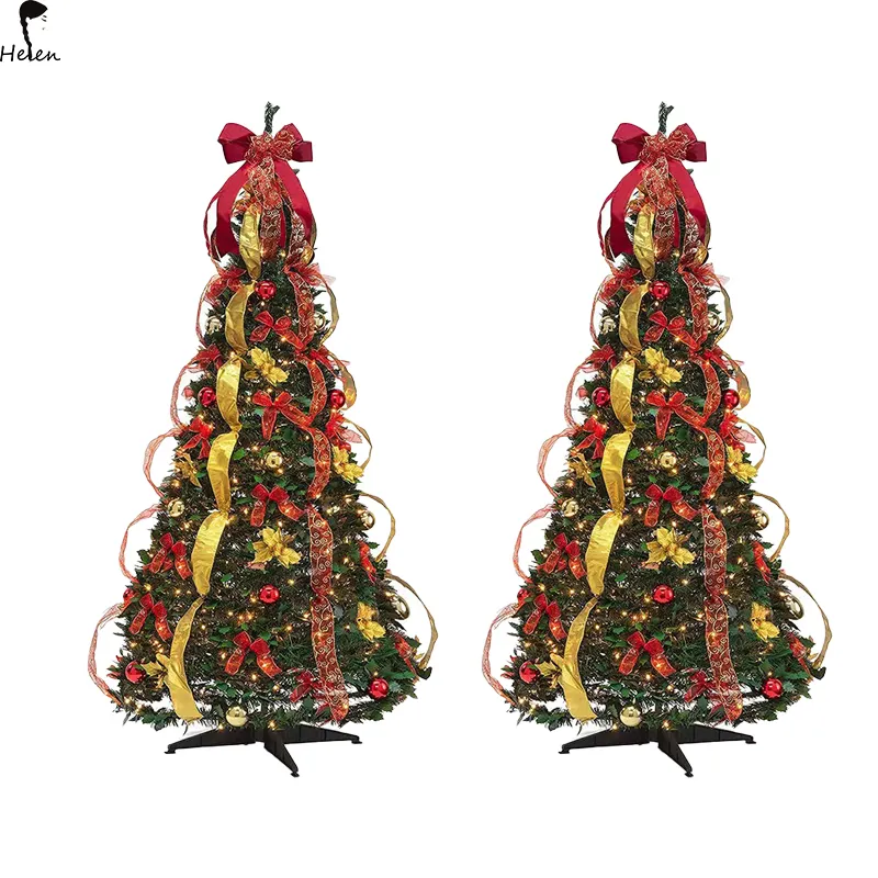 Superventas, popular decoración de árbol de Navidad, árbol de Navidad, adornos, flores, lazos, resistente al fuego, plegable, para interiores y exteriores