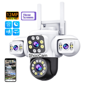 Outdoor12MP Wifi <strong>Camera</strong> 3 Lens Automatic Tracking App Control Two-Way Audio Color Night Home Security System Cctv <strong>Camera</strong> - Product Image 1