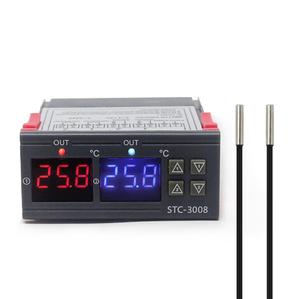 Controlador de temperatura Digital inteligente con salida de LED dual, 12V, 24V, 220V, con sensor, controlador de temperatura Digital