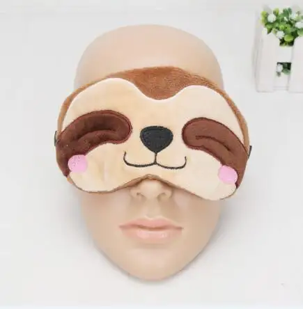 Trasporto del campione a buon mercato sloth peluche eyemask di promozione del giocattolo logo peluche bradipo animale occhio di patch a pelo peluche bradipo maschera per gli occhi con copertura