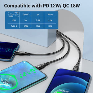 สายชาร์จ PD QC 100W ใหม่สายชาร์จ USB C ไปยังสายชาร์จเร็วแบบถัก3-in-1สำหรับ iPhone และ Samsung - Product Image 3