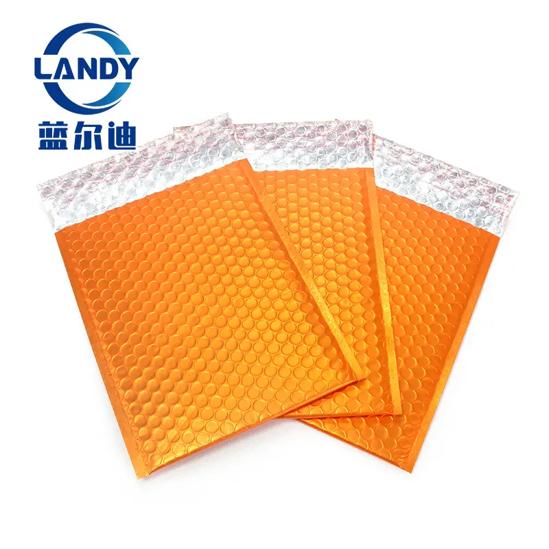 Оптовая продажа, самозапечатывающийся оранжевый пузырчатый пакет, матовый металлизированный пакет из пузырчатой пленки