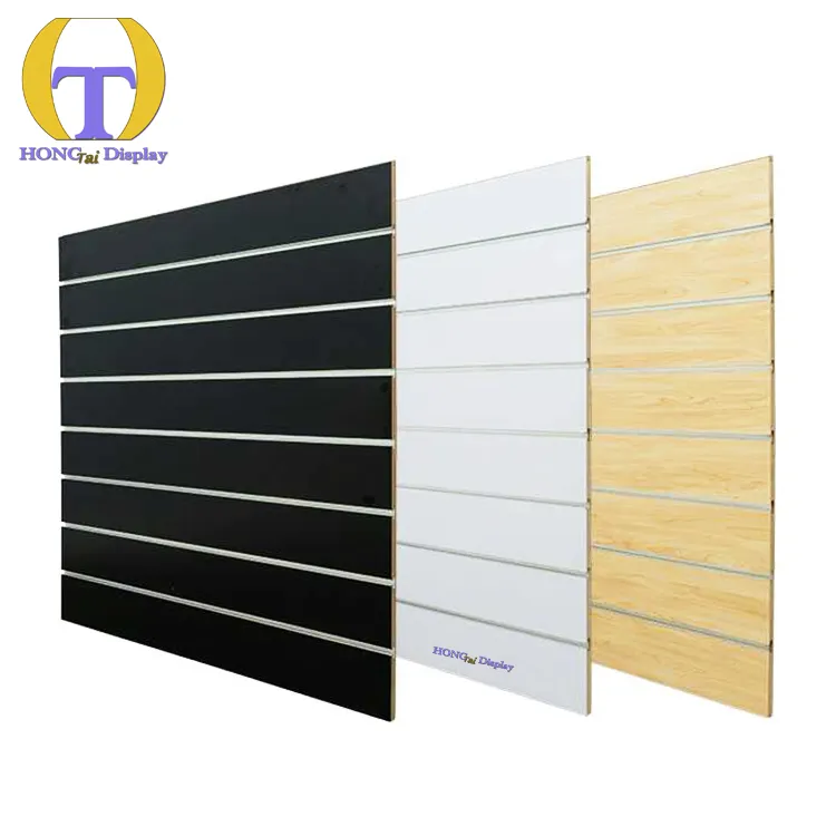 Design moderno 4 * 8ft Folha De Madeira MDF Painel Heavy Duty Slat Wall E0 Formaldeído Emissão Padrões Fábrica Original Varejo