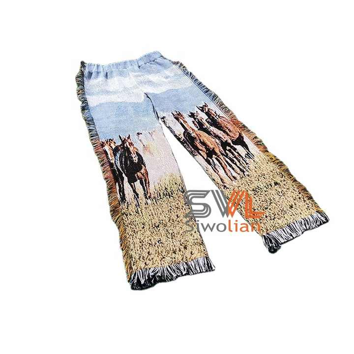 Frauen Decke Hosen Patchwork Custom Tapistri Jogging hose Jacquard benutzer definierte Tapisserie Hose Decke gewebte Hose